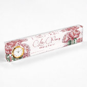Plaque de nom du bureau de pivoines