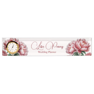 Plaque de nom du bureau de pivoines