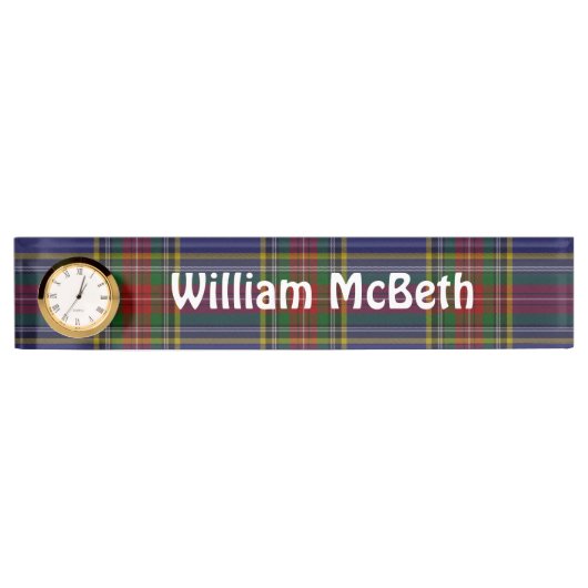 Plaque de nom du bureau de plaid MacBeth Tartan (Devant)