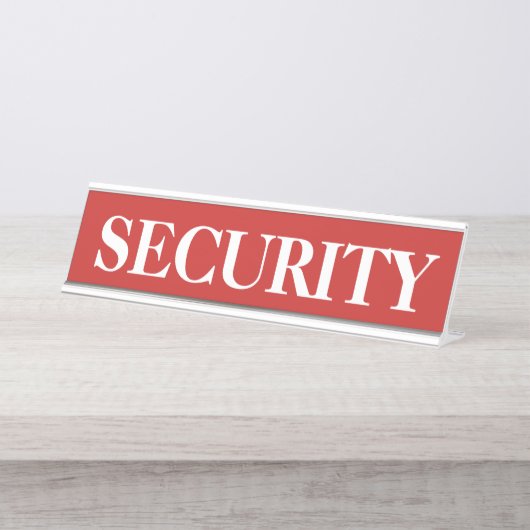 Plaque de nom du bureau de sécurité rouge (Devant)