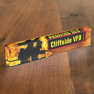 Plaque de nom du bureau des Flames VFD Cliffside