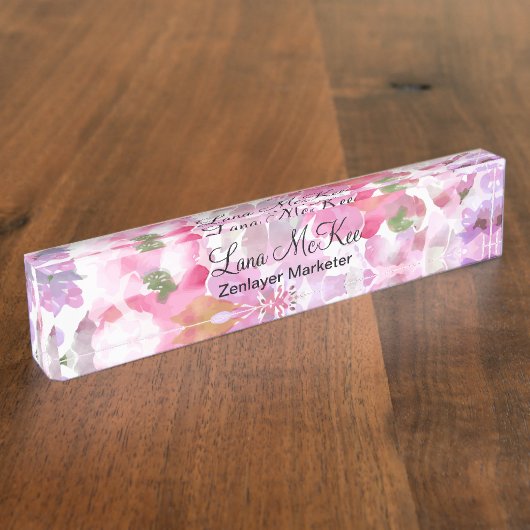 Plaque de nom du bureau du monogramme floral (Taille)