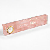 Plaque de nom du bureau en marbre doré rose