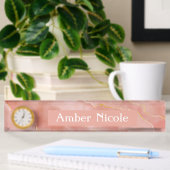 Plaque de nom du bureau en marbre doré rose