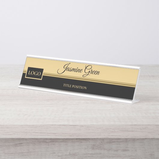 Plaque De Nom Du Bureau En Or Et Noir (Devant)