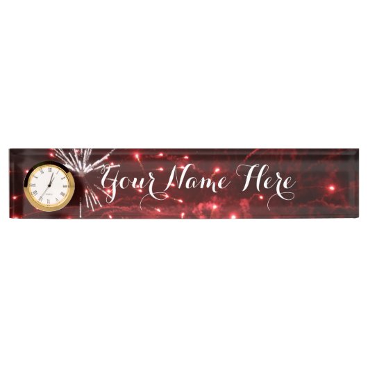 Plaque de nom du bureau Fireworks avec horloge (Devant)