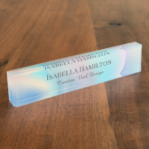 Plaque de nom du bureau liquide holographique