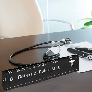 Plaque de nom du bureau Monogramme Doctor