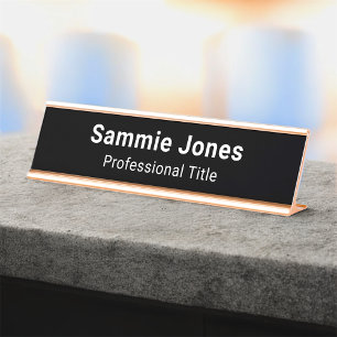Plaque de nom du bureau noir pour le personnel des
