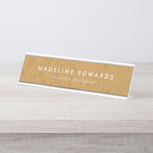 Plaque de nom du bureau personnalisé Modern Gold T (Devant)