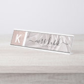 Plaque de nom du bureau personnalisé rose Gold et  (Devant)