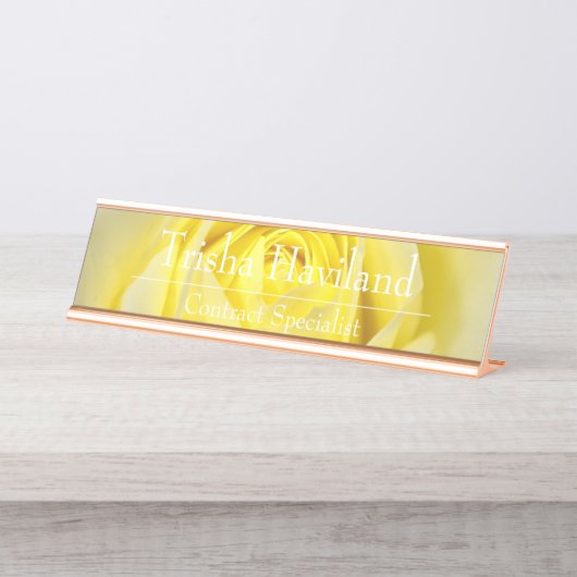 Plaque de nom du bureau - Rose jaune design HAMbyW (Devant)