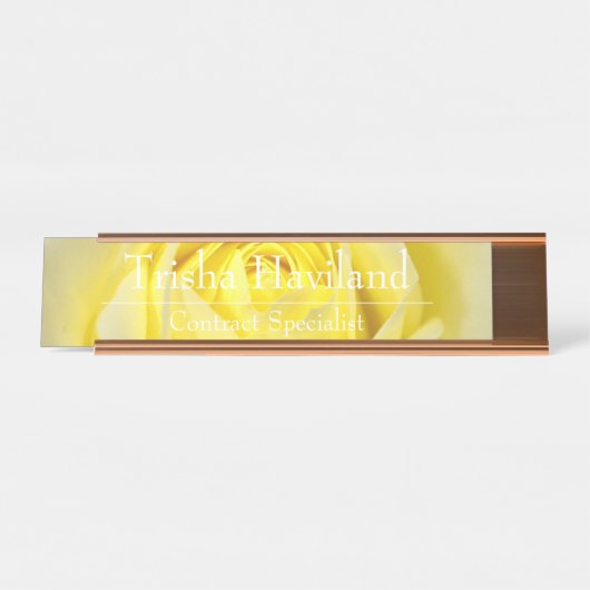 Plaque de nom du bureau - Rose jaune design HAMbyW (Devant)
