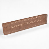 Plaque de nom en cuir marron Professionnel Une lig