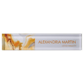 Plaque de nom en marbre d'agate or blanc moderne é (Devant)