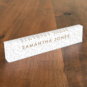 Plaque de nom en Terrazzo blanc moderne minimalist (Taille)