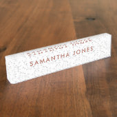 Plaque de nom en Terrazzo blanc moderne minimalist (Taille)