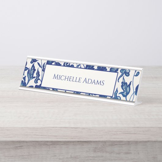 Plaque de nom Floral Bleu (Devant)