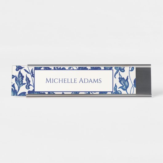 Plaque de nom Floral Bleu (Devant)