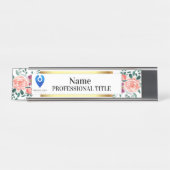 Plaque de nom florale personnalisable avec logo et (Devant)