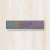 Plaque de nom Holographique Arc-en-ciel métallique (Devant)