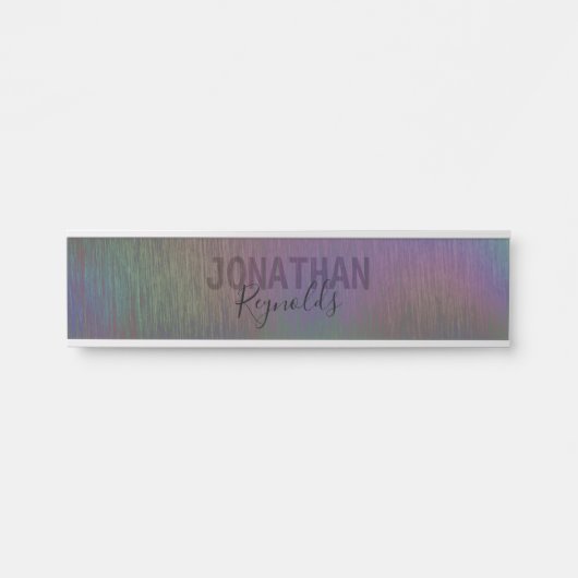 Plaque de nom Holographique Arc-en-ciel métallique (Devant)