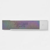 Plaque de nom Holographique Arc-en-ciel métallique (Devant)