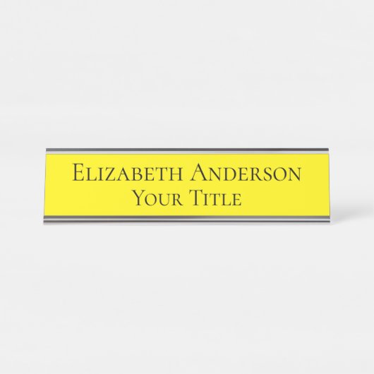 Plaque de nom jaune simple (Devant)