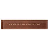 Plaque de nom Marron Cuir Professionnel (Devant)