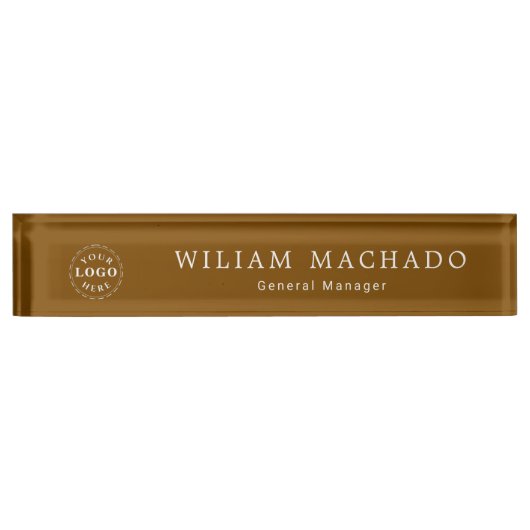 Plaque de nom marron personnalisée pour profession (Devant)