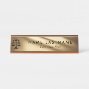 Plaque de nom minimaliste Rose Gold Attorney Desk