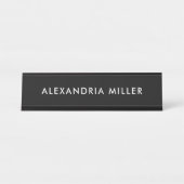 Plaque de nom moderne de bureau noir et blanc (Devant)