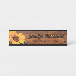 Plaque de nom moderne en grain de bois rustique po