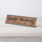 Plaque de nom moderne en grain de bois rustique po (Devant)