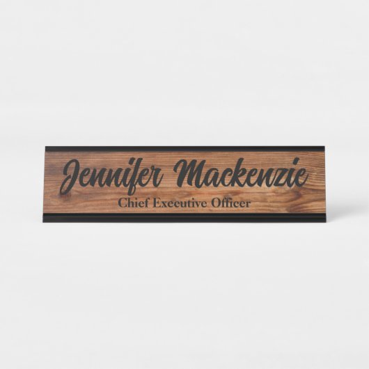 Plaque de nom moderne en grain de bois rustique po (Devant)