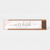 Plaque de nom personnalisable Chic Rose Gold Marbl (Devant)
