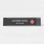 Plaque de nom personnalisable Diamant Élégant (Devant)