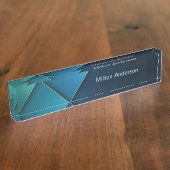 Plaque de nom pour bureau en acrylique bleu trois (Taille)