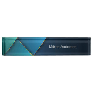 Plaque de nom pour bureau en acrylique bleu trois