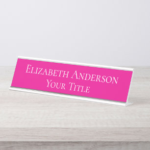Plaque de nom rose chaud simple