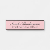 Plaque de nom rose - Panneau de porte de bureau (Devant)