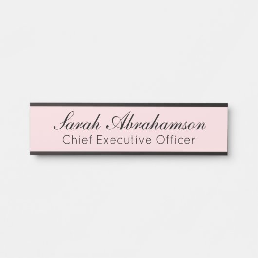 Plaque de nom rose - Panneau de porte de bureau (Devant)