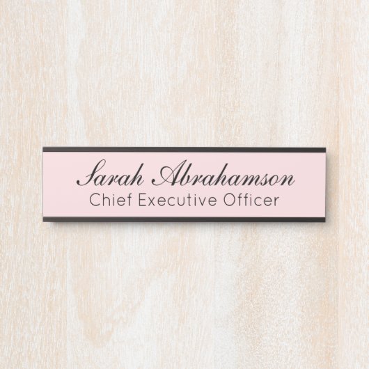 Plaque de nom rose - Panneau de porte de bureau (Devant)