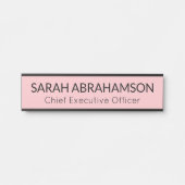 Plaque de nom rose simple - Panneau de porte (Devant)