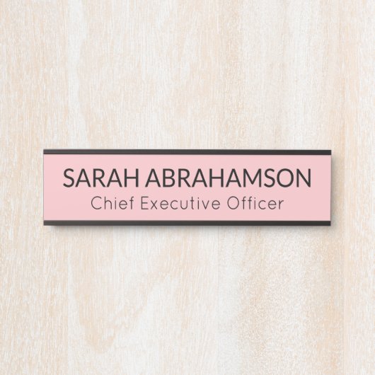 Plaque de nom rose simple - Panneau de porte (Devant)