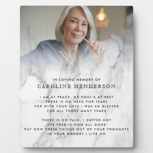 Plaque de photo et de citation en marbre à mémoire (Devant)