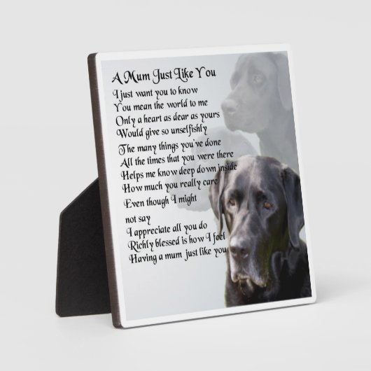 Plaque de poème maman - Black Labrador Design (Recto)