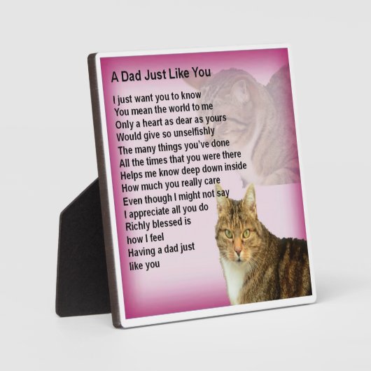 Plaque de poème papa - Design de chat (Recto)