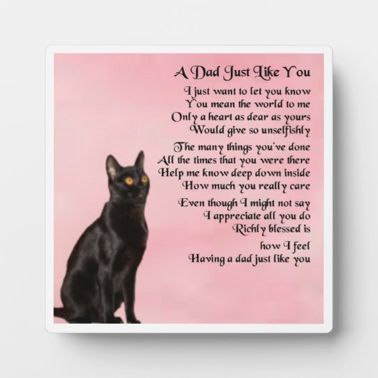 Plaque de poème papa - Design de chat noir (Devant)