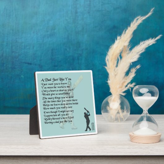 Plaque de poème Papa - Design de cricket (Insitu)